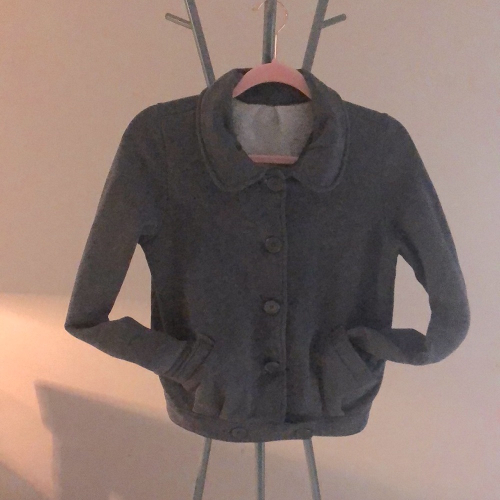Gray Collared Sweatshirt with Buttons